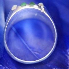 Men’s Vintage 3/4″ Mom of Pearl Malachite Sterling Silver 0.925 band Ring size 9