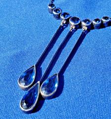 Original STERLING SILVER 925 Deco Modernist Rare Necklace Vintage Sapphire Paste