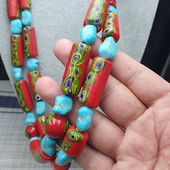 Vintage Venetian Gabri Style Glass Howlite Stone Beaded Necklace