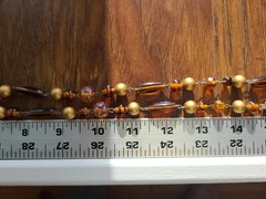 Marvella Amber Colored Glass Gold Beads With Metal Connectors Signed Slide Clasp