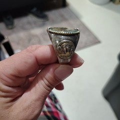 Vintage 1935 Sterling Silver Buffalo Nickel Ring Size 13