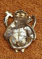 Snowman Brooch On Skis Red Bird Cardinal Pin Enameled Gold Toned Tumbling Fallin