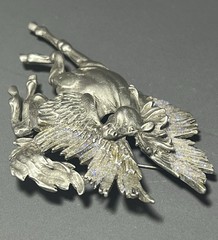 Vintage JJ Jonette Brooch Pewter Horse Pegasus Purple Glitter 3.5 Inches