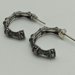 Vintage Judith Jack Sterling Silver 925 Marcasite Hoop Earrings