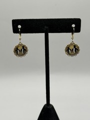 Vintage W. Germany Reversed Carved Intaglio PENGUIN Hand Painted Earrings