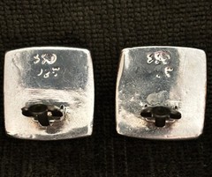 Simon Sebagg vintage sterling silver clip-on earrings stamped 925 Square Knit