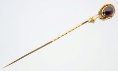 Antique Victorian 22K 15K Gold Garnet Cabochon Laughing Snake Egg Stick Pin Box