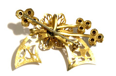Vintage Brooch & Earrings Set Gold & Blue
