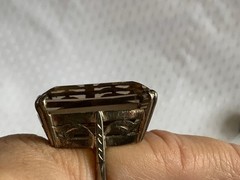 Vtg Large Sterling Silver Ring 16.18g Jewelry Size 6.5 Smoky Quartz Look *READ*