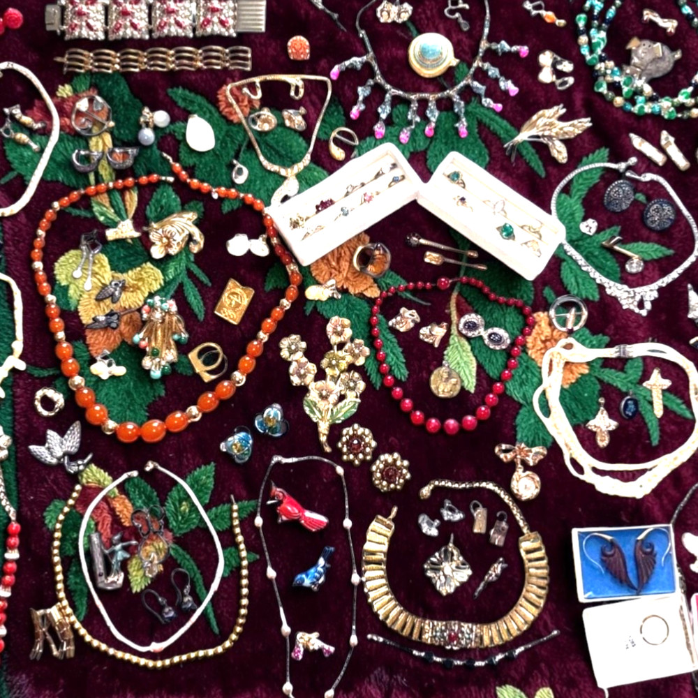 Antique Vtg Estate Jewelry Lot Rings Florenza 925 Gems Sandor Bohemian Garnets