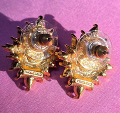 Vintage Joan Rivers Pink & Magenta Rhinestone Star Pierced Stud Earrings
