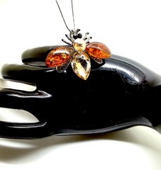 Unique cognac Whole Stone natural Amber Brooch Pendant 8.79g