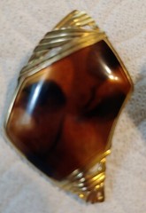 Vintage Edgar Berebi Brown/Black Enamel Gold Tone Push on Post Earrings