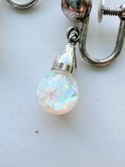 Vintage Opalite Sterling Silver Floating Opal Screw On Earrings Signed A & Z