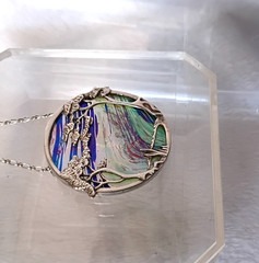 Scottish Pat Cheney/John Ditchfield Woodland Tree Sterling Poured Glass Necklace