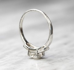 Vintage Art Deco Lab Created Diamond Five Stone Retro 925 Silver Wedding Ring