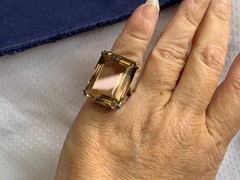 Vtg Large Sterling Silver Ring 16.18g Jewelry Size 6.5 Smoky Quartz Look *READ*
