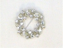 Vintage Brooch Clear Rhinestones Prong Set Beautiful Marked B DAVID 40a8