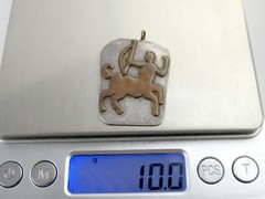 A Luong Signed Artisan Sterling Silver and Brass Sagittarius Pendant Zodiac 10g