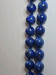 Vintage 19″ Natural Lapis Lazuli Bead Necklace – 14K Gold Clasp – Hand-Knotted