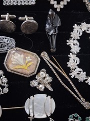 ANTIQUE VINTAGE Deco Sterling Mix Rhinestone JEWELRY LOT All Wearable 400grams