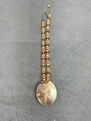 Vintage Chicos Statement Necklace Large Pink Peach Rhinestone Pendant Beaded