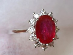 Art Deco Oval Cut 5.30 Ct Red Ruby Vintage Wedding Ring 925 Sterling Silver