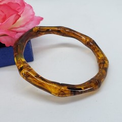Amber Color Smoky Lucite Bamboo Bangle Bracelet