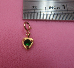 Michael Anthony 14k Y. Gold Heart Green Charm .31 G w/5mm Spring Clasp