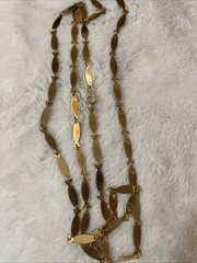 Vintage Goldtone Fish Link Necklace 48” Rare