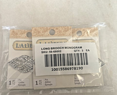 3-Rhinestone Silver LALIBERI Brooch Pins Triangle & Aurora Borealis 3″W x1-1/8″H