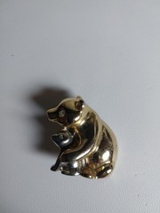 Vintage Gold & Silver Tone Mom Mama Bear & Cub Pin Brooch Pin Mother’s Day Gift