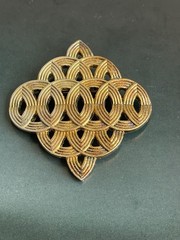 Vintage Signed Lanvin Paris gold tone geometric brooch