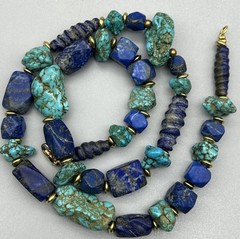 Turquoise Lapis Lazuli’s Mix Beads Strings Male Vintage Beads Vintage Jewellery