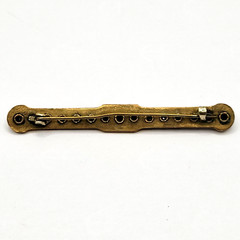 Edwardian Gold Plated with Rhinestones Brooch Bar Pin Circa 1920s