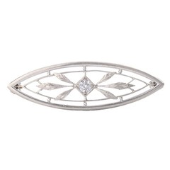 Antique Edwardian platinum Old European diamond brooch/lapel pin. By Krementz.