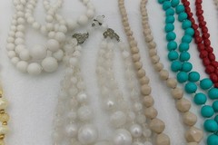Vintage Beaded Lucite Resin Plastic Satin Metal Chunky 11 Necklace Assorted Lot