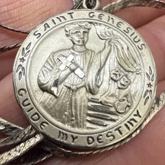 VTG Saint Genesius CREED Sterling Silver Guide my Destiny Pendant 24” 925 Chain