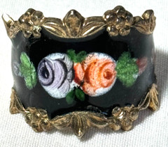 VINTAGE STERLING WIDE FLOWER ROSE ENAMEL CIGAR BAND RING SIZE 7.25 – FREE SHIP