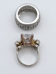 Vintage Ring Lot 5 Pc Estate Rhinestone Crystal Costume Wearable Craft Harvest