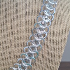 Vintage Germany Aluminum Chainmail Choker Necklace Mid‑Century minimalist 18.25″