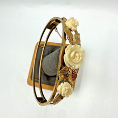 Van Dell 1/20 12k Gold Filled Flower Floral Bangle Bracelet Vtg Gorgeous Read!