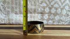 Vintage Mixed Metal Brass and Darkened Copper Tone Chevron Bangle Bracelet