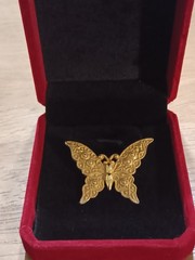 Miriam Haskell Vintage Gold-tone Butterfly Brooch