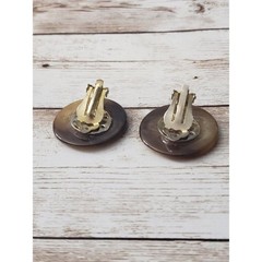 Vintage Clip On Earrings – Circle Shape with Slight Wave Brown Tones