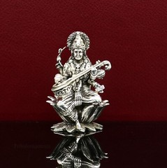 925 sterling silver Goddess Saraswati statue, figurine, puja article art121