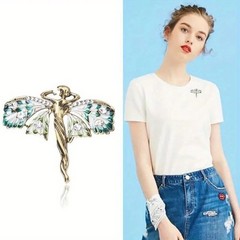 Vintage Art Nouveau Style Fairy Nymph Pendant Brooch Shawl Pin Jewelry Gift