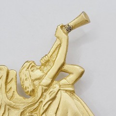 Glorious Figural Trumpeting Angel Gold Tone Hallmarked 1989 Vintage Brooch Pin