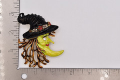 Kirks Folly Vintage Witch Moon Brooch Halloween Rhinestone Enamel Pin Signed 9B