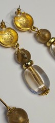 Vintage Beaded Station Necklace & Earrings JC Penny 90s Matte Gold Tone NOS